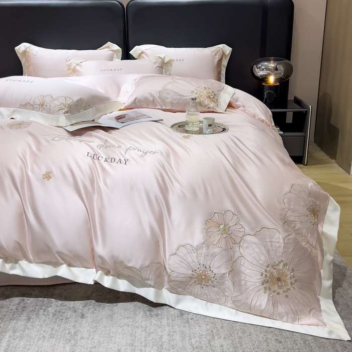 91家纺网 家纺一手货源 找家纺 优贝家纺 2026新款天丝刺绣四件套-莫奈花园 莫奈花园-藕粉