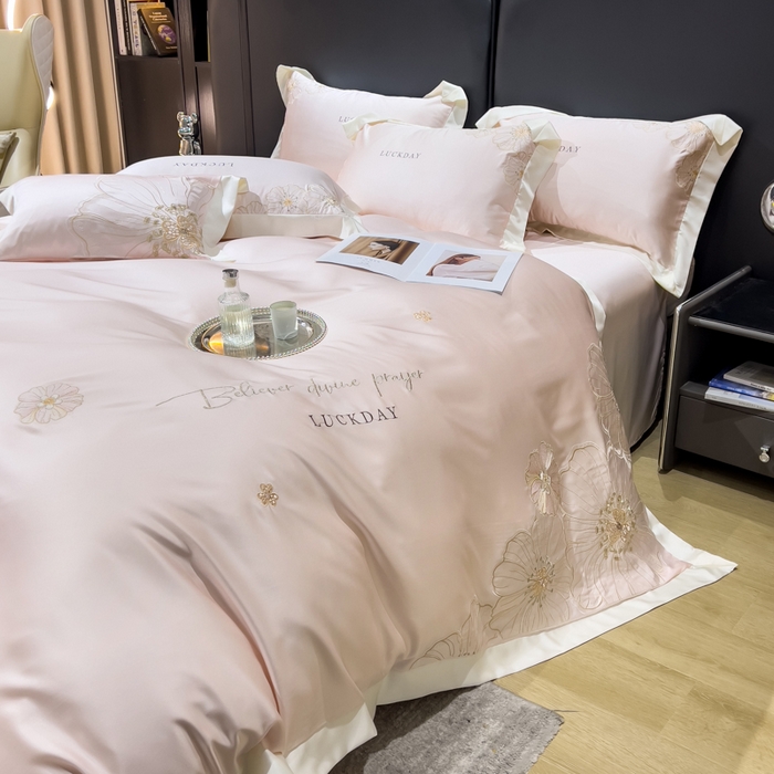 91家纺网 家纺一手货源 找家纺 优贝家纺 2026新款天丝刺绣四件套-莫奈花园 莫奈花园-藕粉