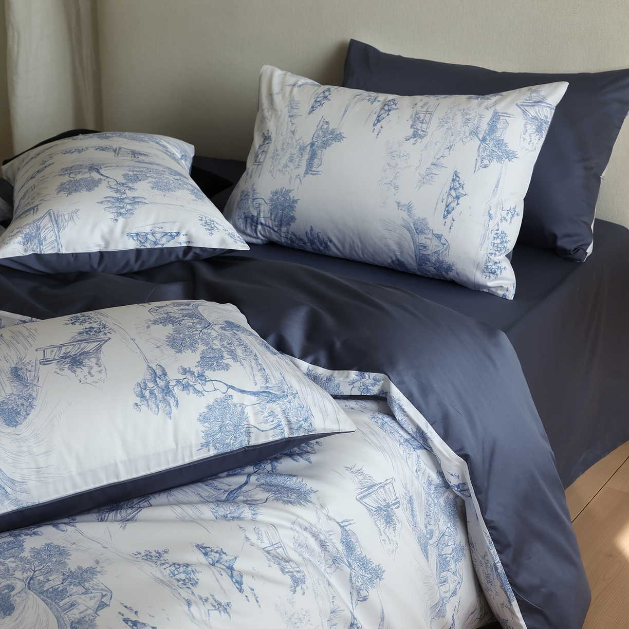 91家纺网 家纺一手货源 找家纺 （总）ONE TWO ONE 121 【会员-20】【控价商品】提供买家秀】【专版花型】  2026新款100s长绒棉全棉床上用品数码印花四件套