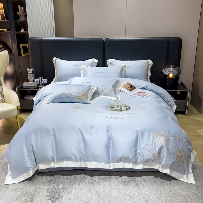 91家纺网 家纺一手货源 找家纺 优贝家纺 2026新款天丝刺绣四件套-莫奈花园 莫奈花园-天空蓝