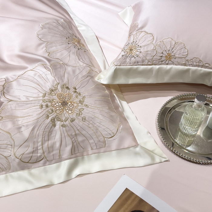 91家纺网 家纺一手货源 找家纺 优贝家纺 2026新款天丝刺绣四件套-莫奈花园 莫奈花园-藕粉