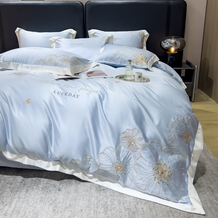 91家纺网 家纺一手货源 找家纺 优贝家纺 2026新款天丝刺绣四件套-莫奈花园 莫奈花园-天空蓝