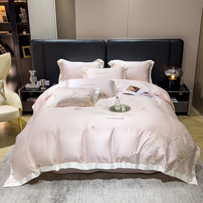 91家纺网 家纺一手货源 找家纺 优贝家纺 2026新款天丝刺绣四件套-莫奈花园 莫奈花园-藕粉