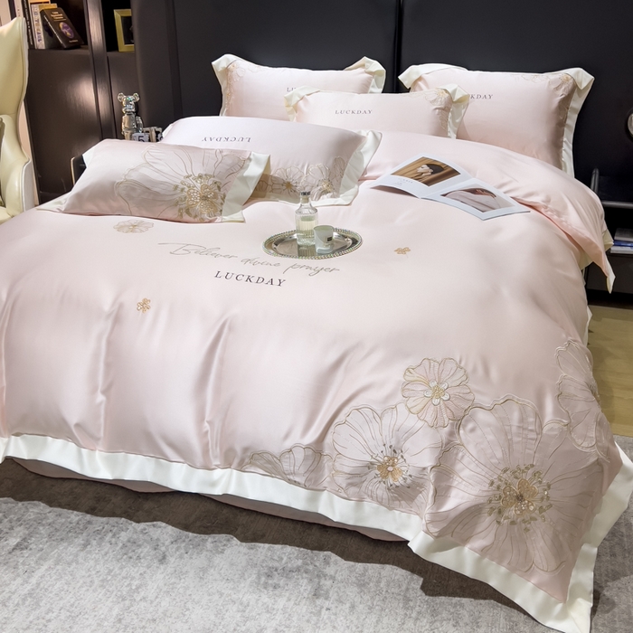 91家纺网 家纺一手货源 找家纺 优贝家纺 2026新款天丝刺绣四件套-莫奈花园 莫奈花园-藕粉