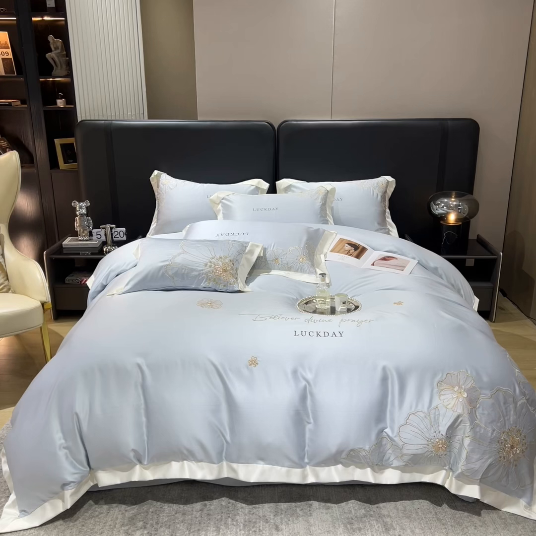 91家纺网 家纺一手货源 找家纺 优贝家纺 2026新款天丝刺绣四件套-莫奈花园 莫奈花园-天空蓝