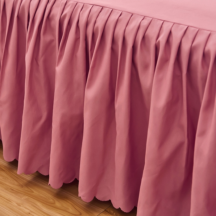 91家纺网 家纺一手货源 找家纺 沐珩家纺 2026新款荷叶边亲肤磨毛单床裙—流年系列 流年-豆沙