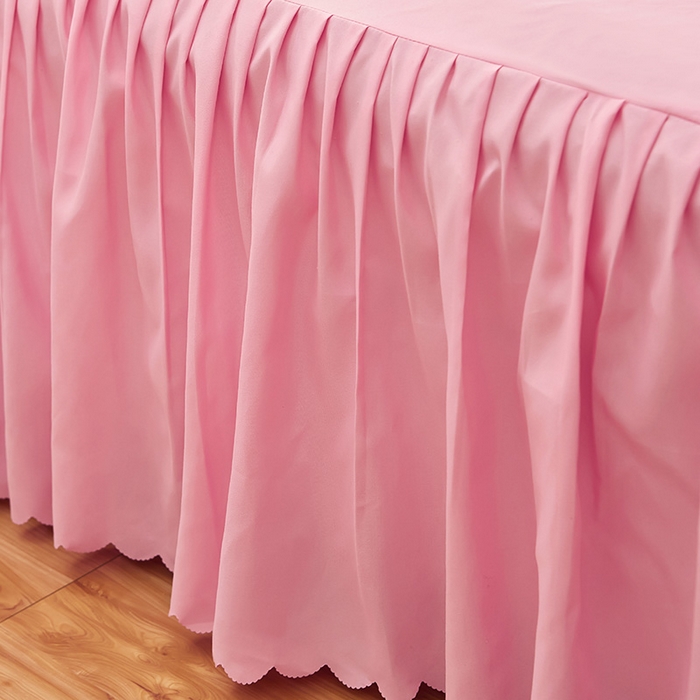 91家纺网 家纺一手货源 找家纺 沐珩家纺 2026新款荷叶边亲肤磨毛单床裙—流年系列 流年-樱粉