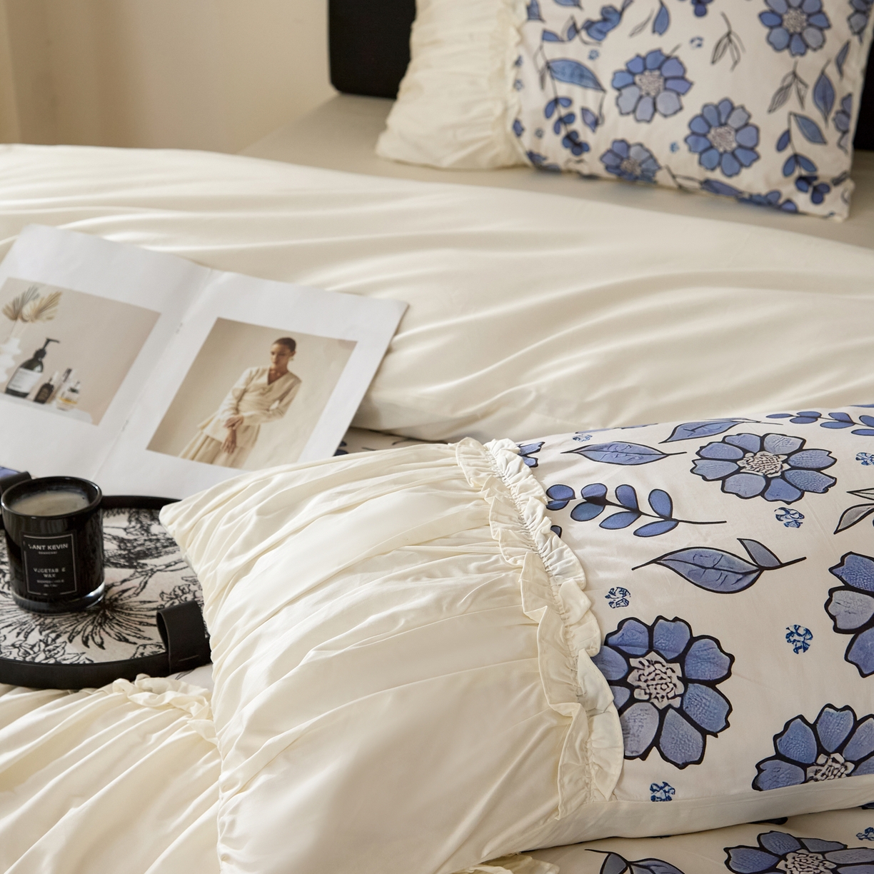 91家纺网 家纺一手货源 找家纺 （总）ONE TWO ONE 121 【会员-20 控价商品 提供买家秀】2026新款韩版花边公主风100s长绒棉全棉床上用品四件套拼接款【控价券后不得低于368/388元】