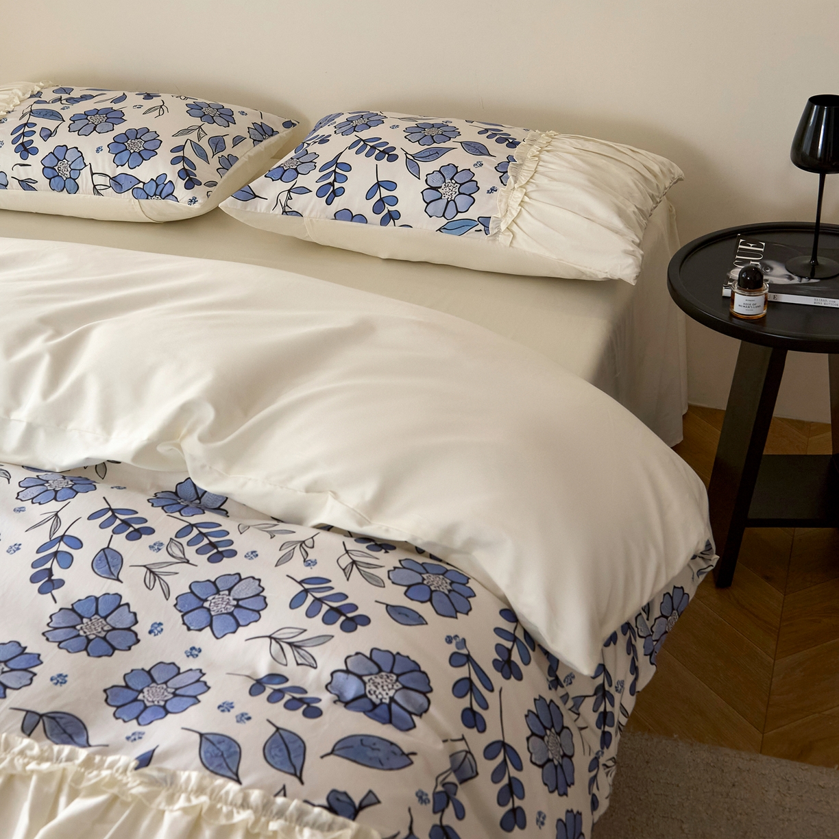 91家纺网 家纺一手货源 找家纺 （总）ONE TWO ONE 121 【会员-20 控价商品 提供买家秀】2026新款韩版花边公主风100s长绒棉全棉床上用品四件套拼接款【控价券后不得低于368/388元】