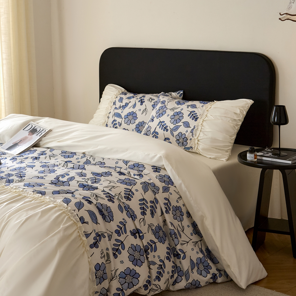 91家纺网 家纺一手货源 找家纺 （总）ONE TWO ONE 121 【会员-20 控价商品 提供买家秀】2026新款韩版花边公主风100s长绒棉全棉床上用品四件套拼接款【控价券后不得低于368/388元】