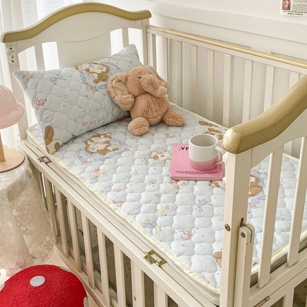 91家纺网 家纺一手货源 找家纺 小桃姐家纺 2026新款全棉纯棉天然棉花床褥防滑床护垫垫子幼儿园床垫儿童床垫 蛋糕小猫