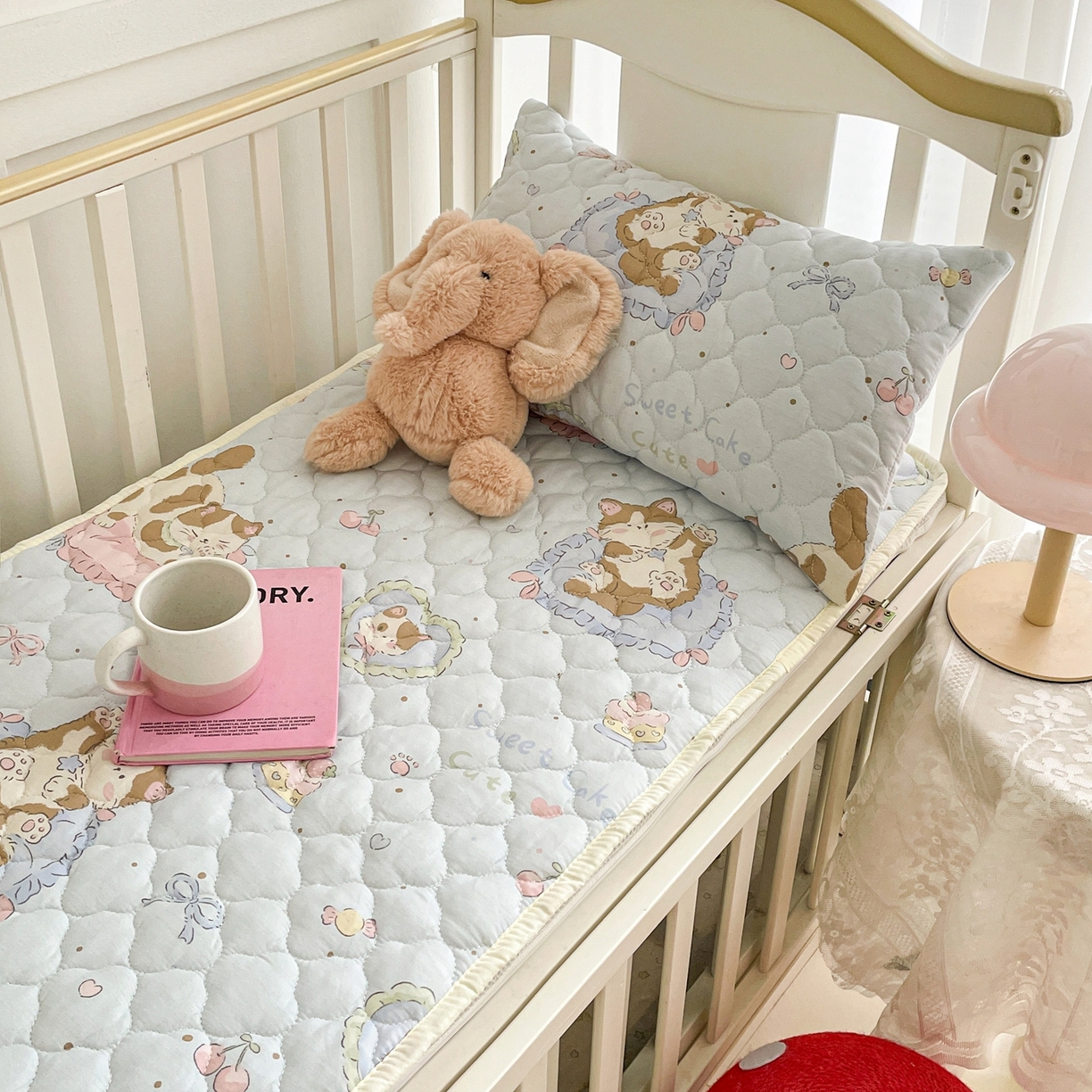 91家纺网 家纺一手货源 找家纺 小桃姐家纺 2026新款全棉纯棉天然棉花床褥防滑床护垫垫子幼儿园床垫儿童床垫 蛋糕小猫