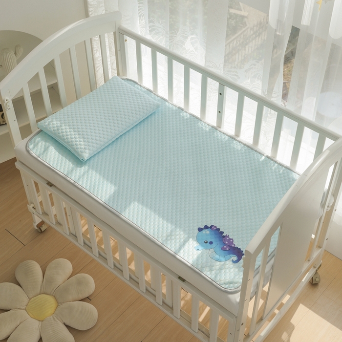 91家纺网 家纺一手货源 找家纺 宅部落 2026新款凉感豆豆儿童凉席席子 小海马-淡蓝