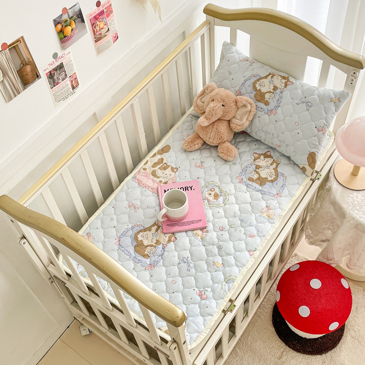 91家纺网 家纺一手货源 找家纺 小桃姐家纺 2026新款全棉纯棉天然棉花床褥防滑床护垫垫子幼儿园床垫儿童床垫 蛋糕小猫