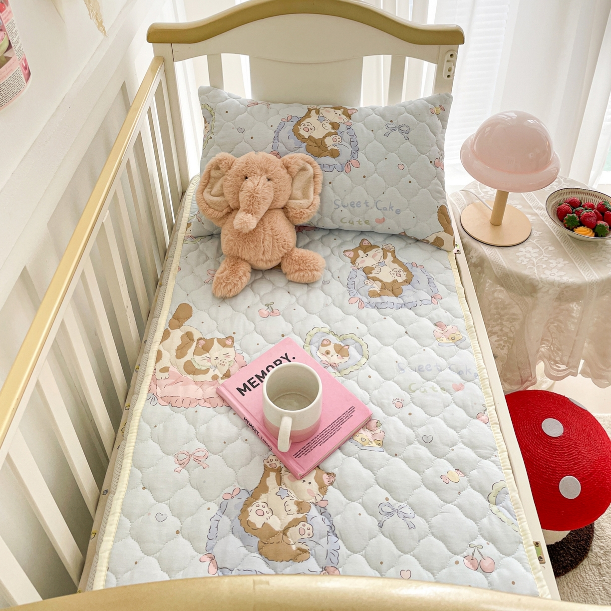 91家纺网 家纺一手货源 找家纺 小桃姐家纺 2026新款全棉纯棉天然棉花床褥防滑床护垫垫子幼儿园床垫儿童床垫 蛋糕小猫