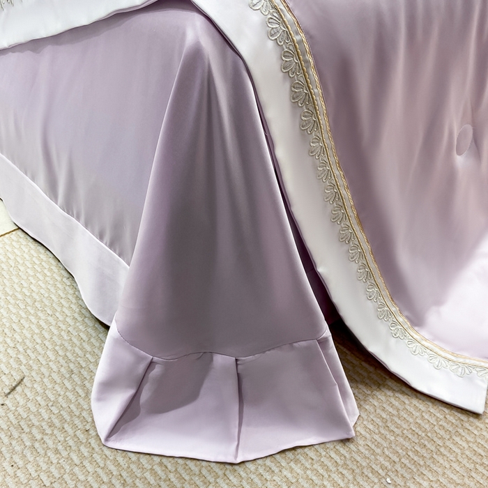 91家纺网 家纺一手货源 找家纺 优贝家纺 2026新款独家专版天丝面料刺绣款繁花夏被四件套 香芋紫