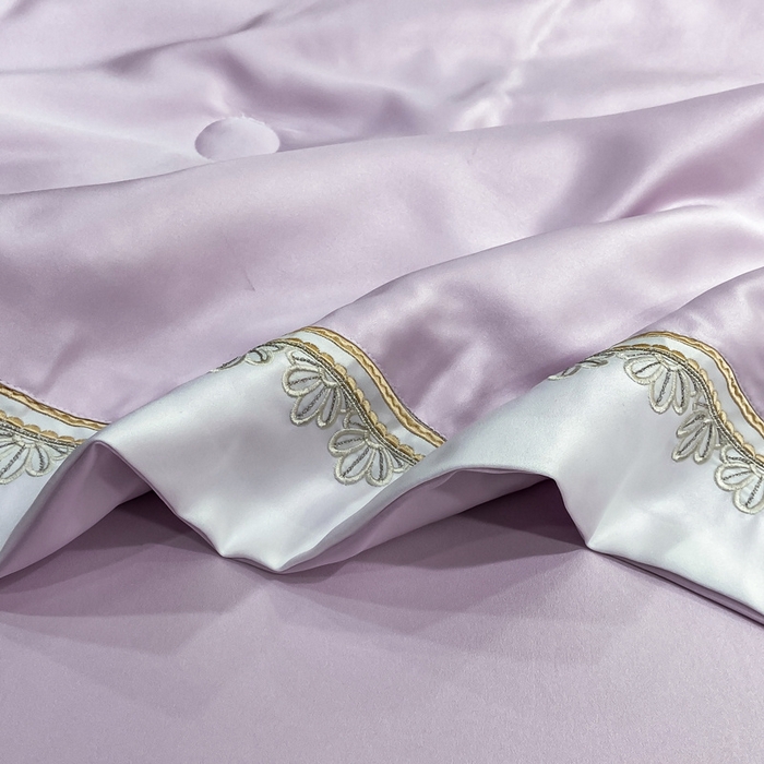 91家纺网 家纺一手货源 找家纺 优贝家纺 2026新款独家专版天丝面料刺绣款繁花夏被四件套 香芋紫