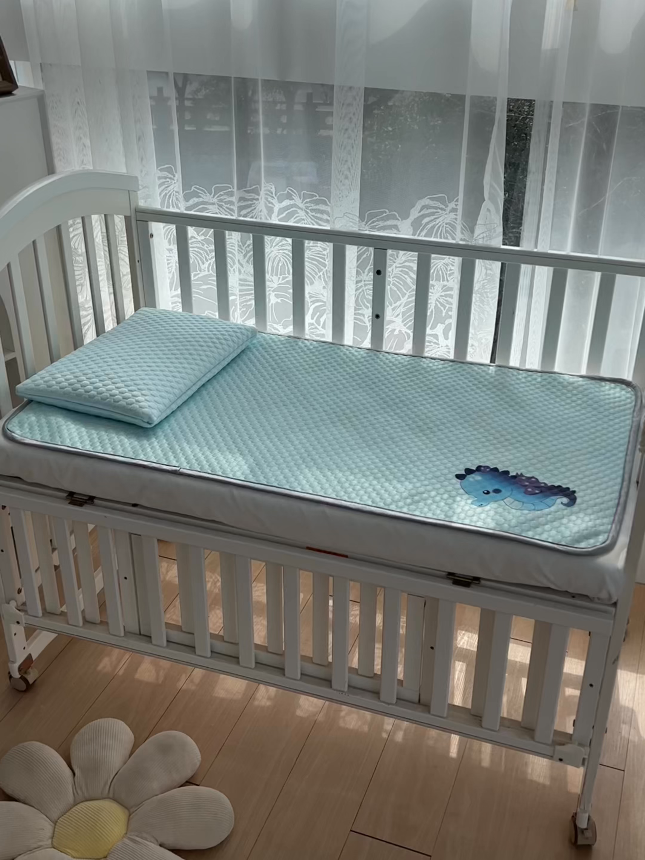 91家纺网 家纺一手货源 找家纺 宅部落 2026新款凉感豆豆儿童凉席席子 小海马-淡蓝