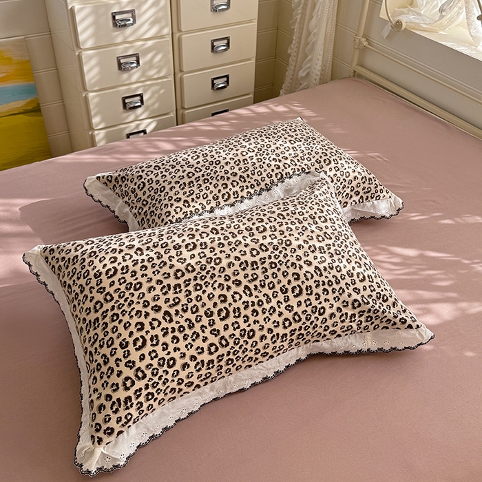 91家纺网 家纺一手货源 找家纺 沐珩家纺 2026新款古法水洗仿棉云感棉花边款四件套单被套 古法-豹纹