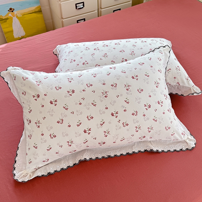 91家纺网 家纺一手货源 找家纺 沐珩家纺 2026新款古法水洗仿棉云感棉花边款四件套单被套 古法-花影如梦