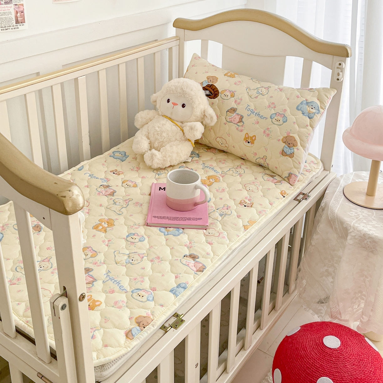 91家纺网 家纺一手货源 找家纺 小桃姐家纺 2026新款全棉纯棉天然棉花床褥防滑床护垫垫子幼儿园床垫儿童床垫 狗狗家族