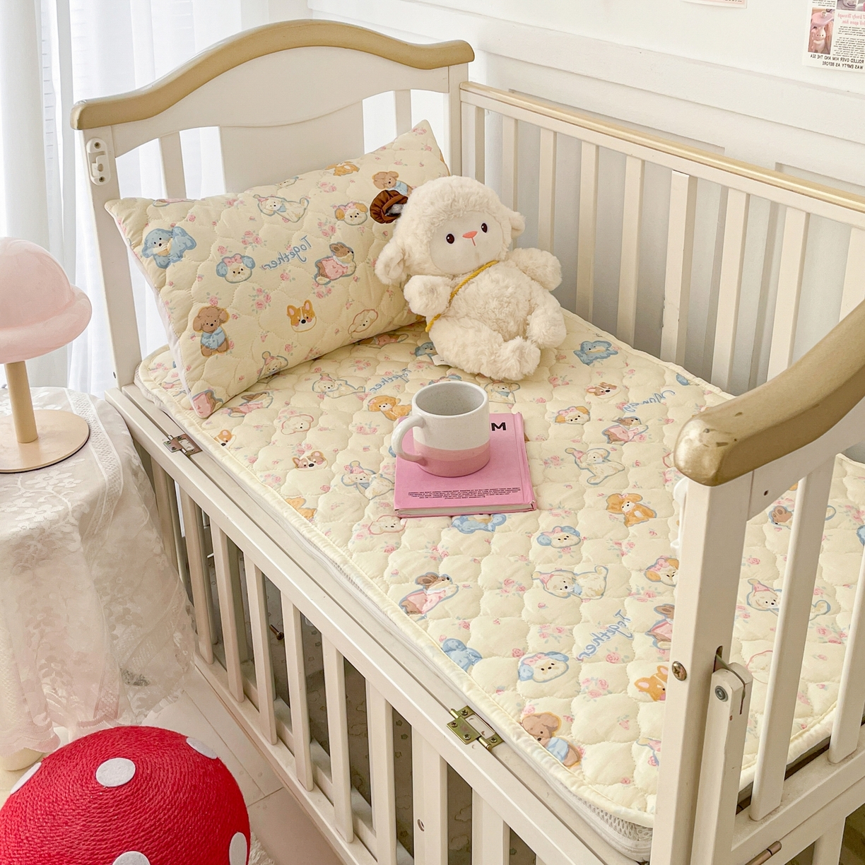 91家纺网 家纺一手货源 找家纺 小桃姐家纺 2026新款全棉纯棉天然棉花床褥防滑床护垫垫子幼儿园床垫儿童床垫 狗狗家族