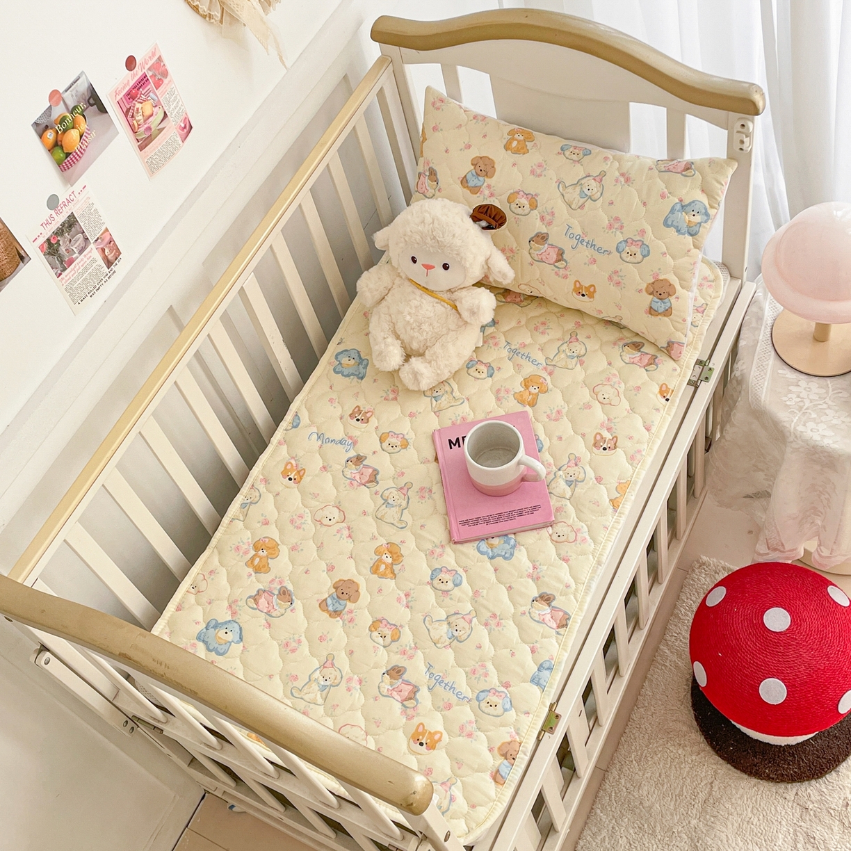 91家纺网 家纺一手货源 找家纺 小桃姐家纺 2026新款全棉纯棉天然棉花床褥防滑床护垫垫子幼儿园床垫儿童床垫 狗狗家族