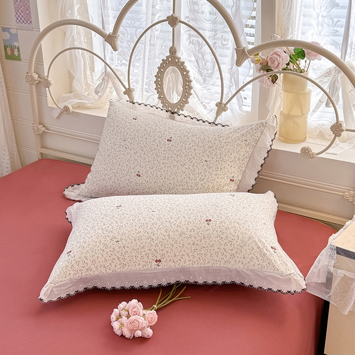 91家纺网 家纺一手货源 找家纺 沐珩家纺 2026新款古法水洗仿棉云感棉花边款四件套单被套 古法-春野樱红