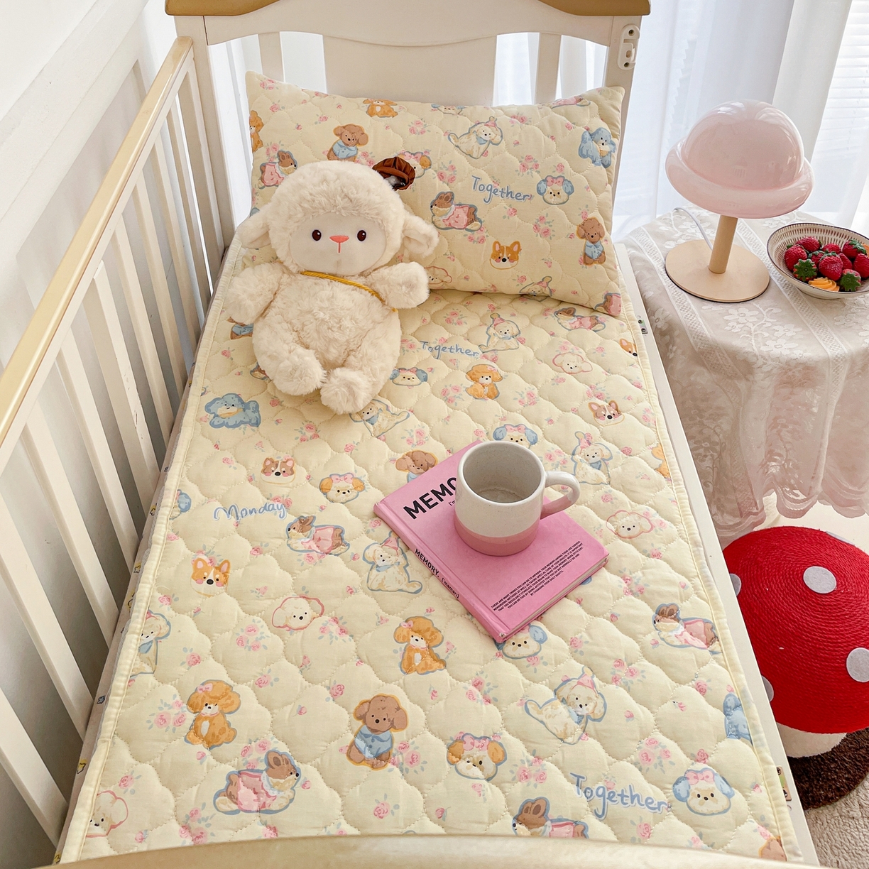 91家纺网 家纺一手货源 找家纺 小桃姐家纺 2026新款全棉纯棉天然棉花床褥防滑床护垫垫子幼儿园床垫儿童床垫 狗狗家族