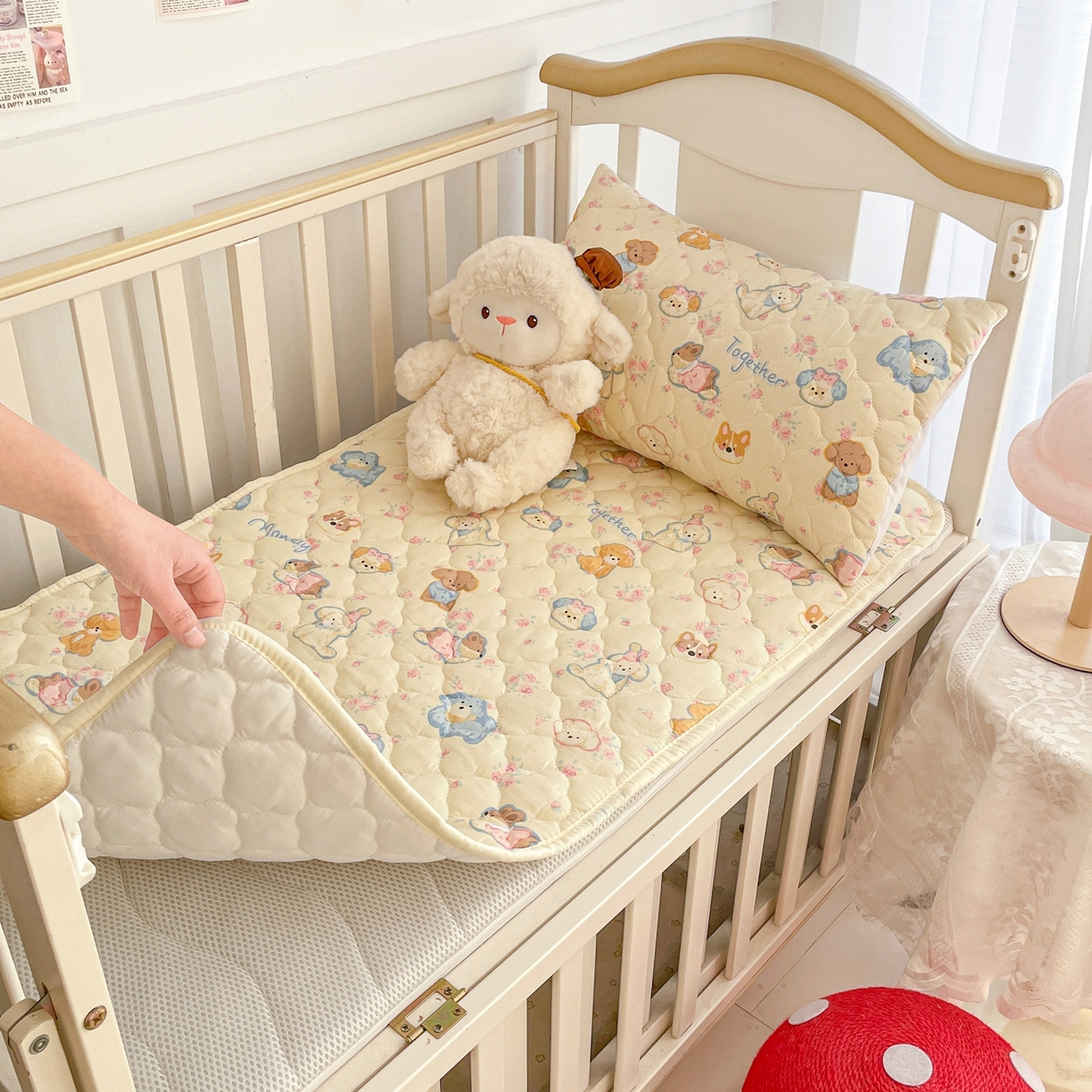 91家纺网 家纺一手货源 找家纺 小桃姐家纺 2026新款全棉纯棉天然棉花床褥防滑床护垫垫子幼儿园床垫儿童床垫 狗狗家族