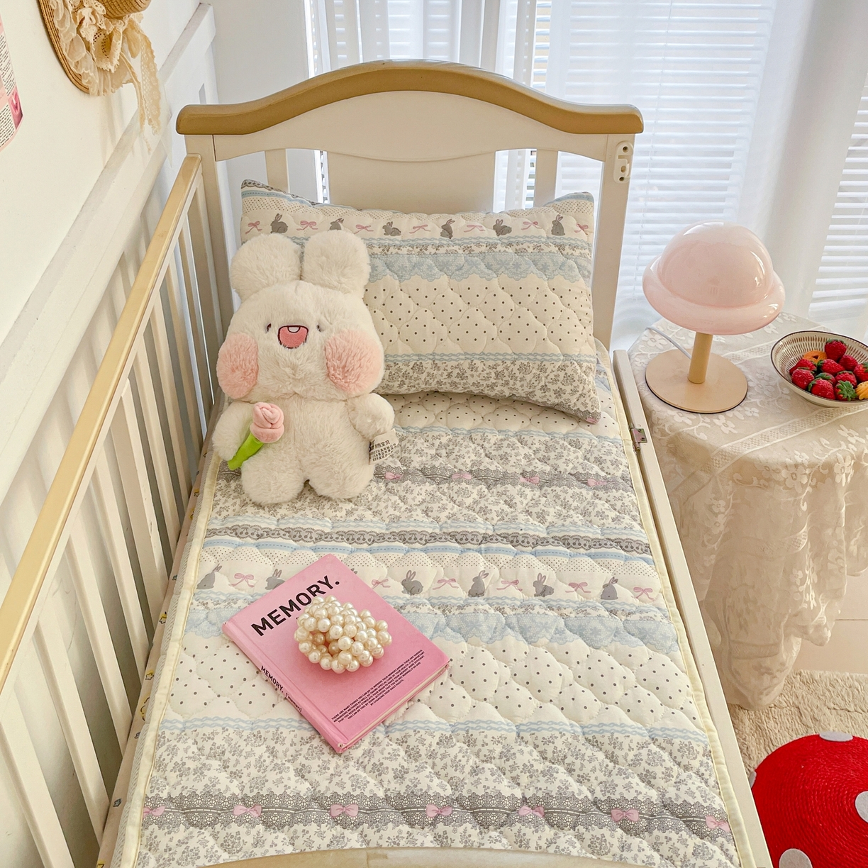 91家纺网 家纺一手货源 找家纺 小桃姐家纺 2026新款全棉纯棉天然棉花床褥防滑床护垫垫子幼儿园床垫儿童床垫 花边兔