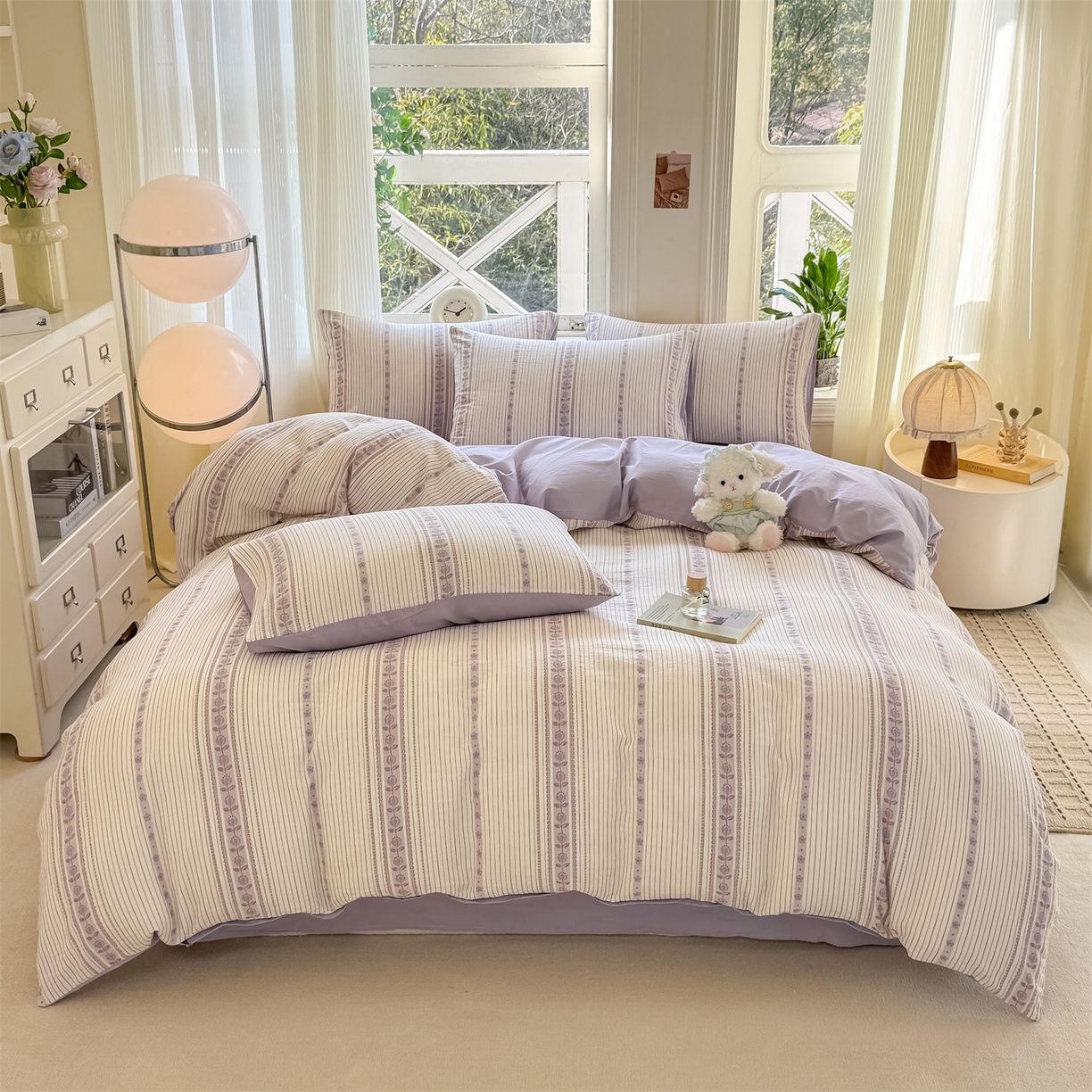 91家纺网 家纺一手货源 找家纺 （总）灰鲸 2026新款A类全棉纯棉色织提花四件套