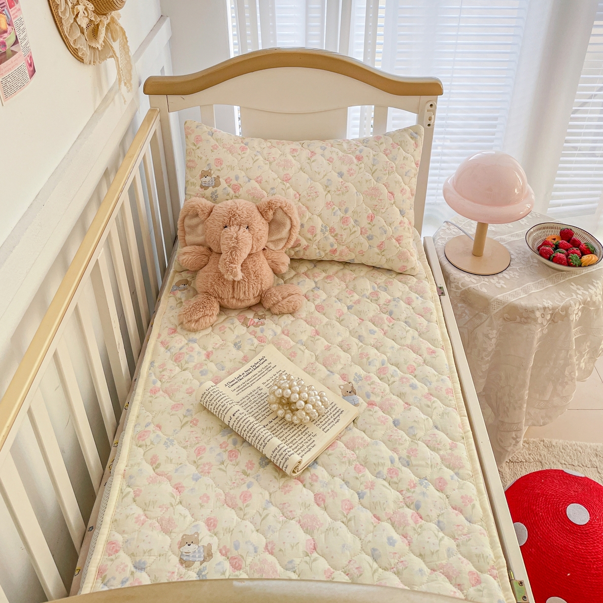 91家纺网 家纺一手货源 找家纺 小桃姐家纺 2026新款全棉纯棉天然棉花床褥防滑床护垫垫子幼儿园床垫儿童床垫 花丛萌犬