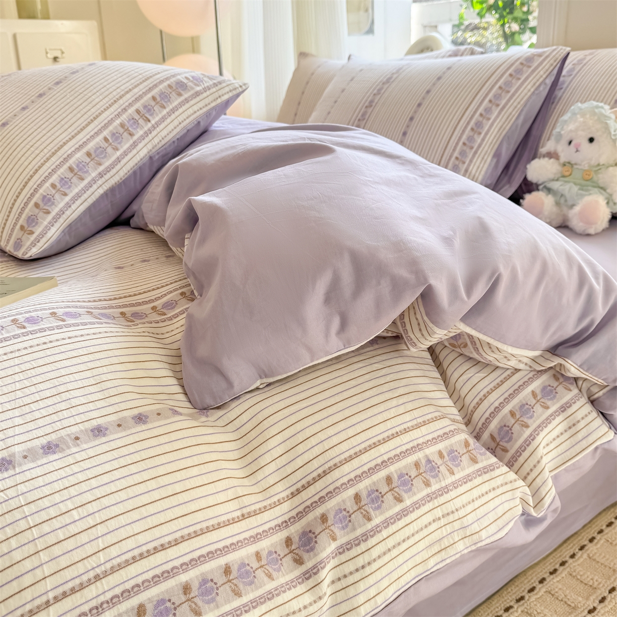 91家纺网 家纺一手货源 找家纺 （总）灰鲸 2026新款A类全棉纯棉色织提花四件套