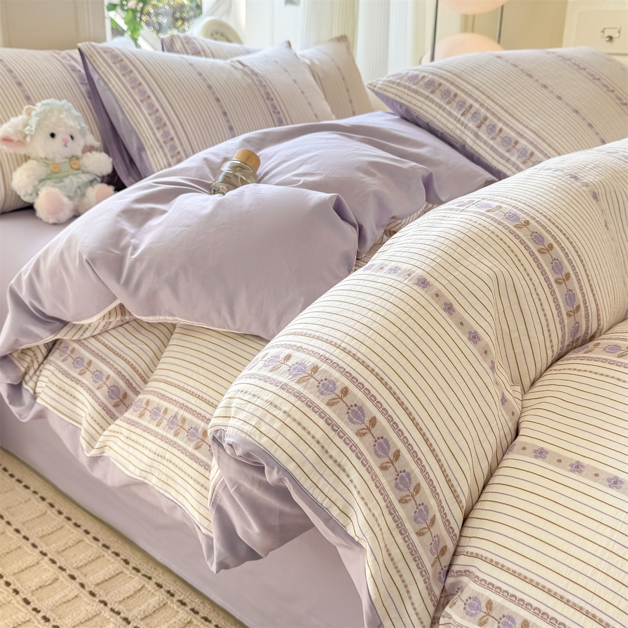 91家纺网 家纺一手货源 找家纺 （总）灰鲸 2026新款A类全棉纯棉色织提花四件套