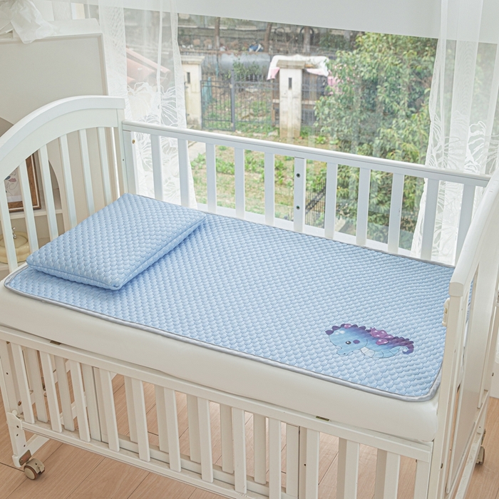 91家纺网 家纺一手货源 找家纺 宅部落 2026新款凉感豆豆儿童凉席席子 小海马-深蓝