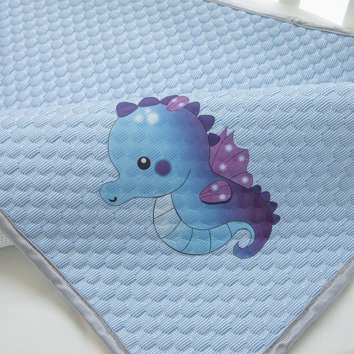 91家纺网 家纺一手货源 找家纺 宅部落 2026新款凉感豆豆儿童凉席席子 小海马-深蓝