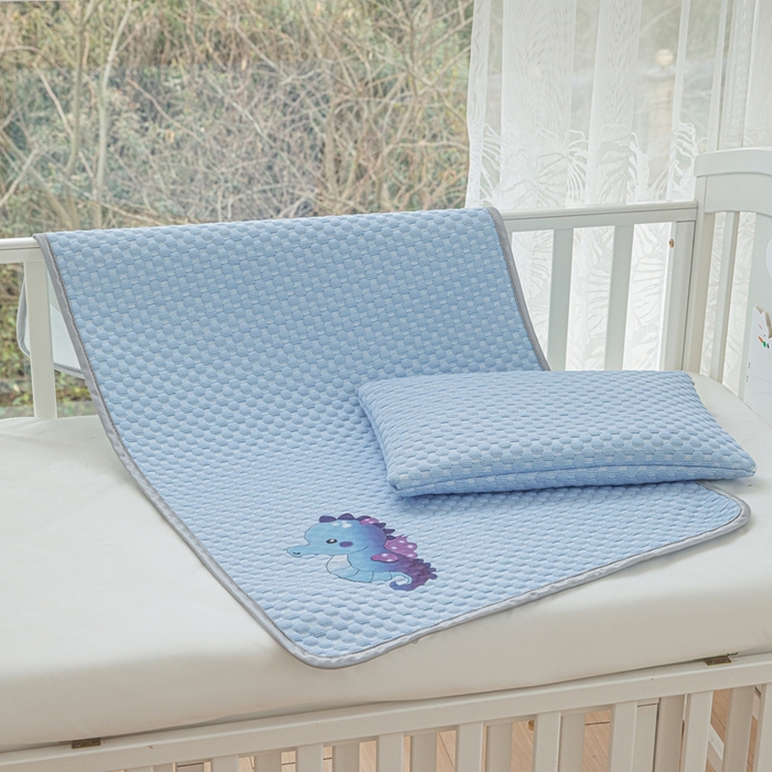 91家纺网 家纺一手货源 找家纺 宅部落 2026新款凉感豆豆儿童凉席席子 小海马-深蓝