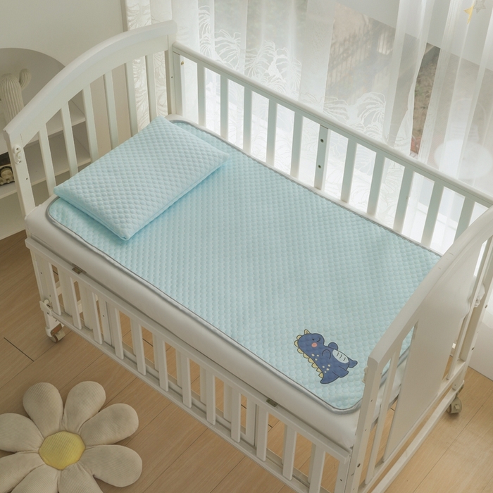 宅部落 2026新款凉感豆豆儿童凉席席子 小恐龙-淡蓝