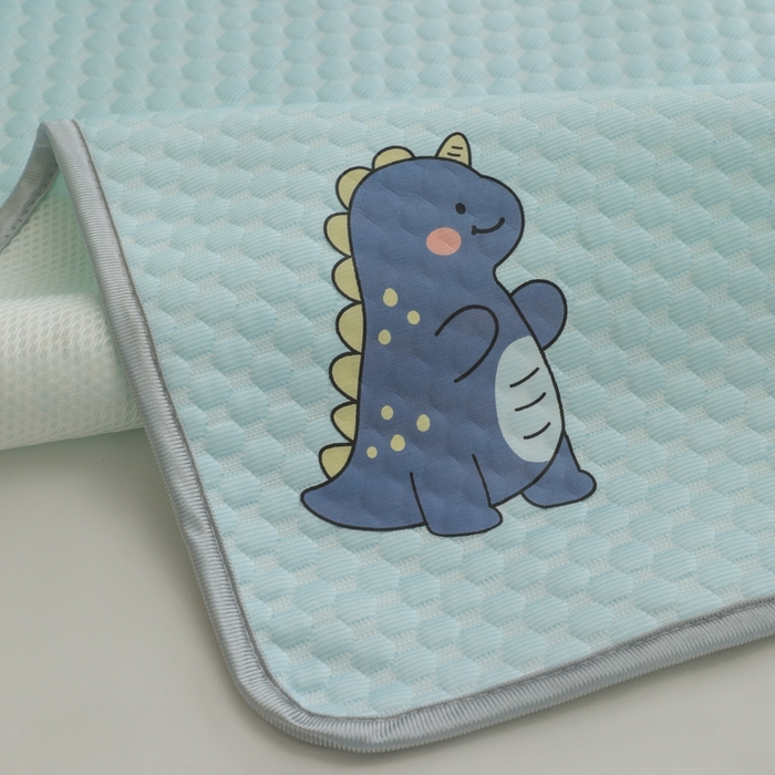 91家纺网 家纺一手货源 找家纺 宅部落 2026新款凉感豆豆儿童凉席席子 小恐龙-淡蓝