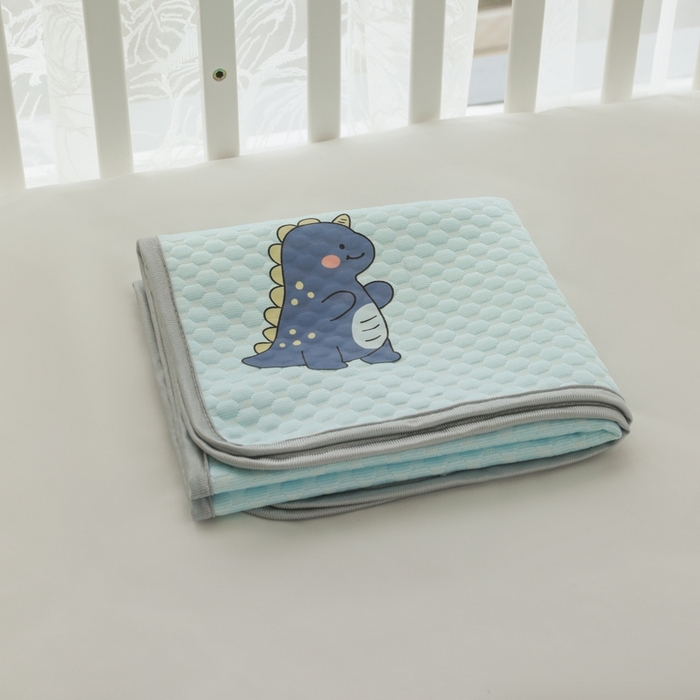 91家纺网 家纺一手货源 找家纺 宅部落 2026新款凉感豆豆儿童凉席席子 小恐龙-淡蓝