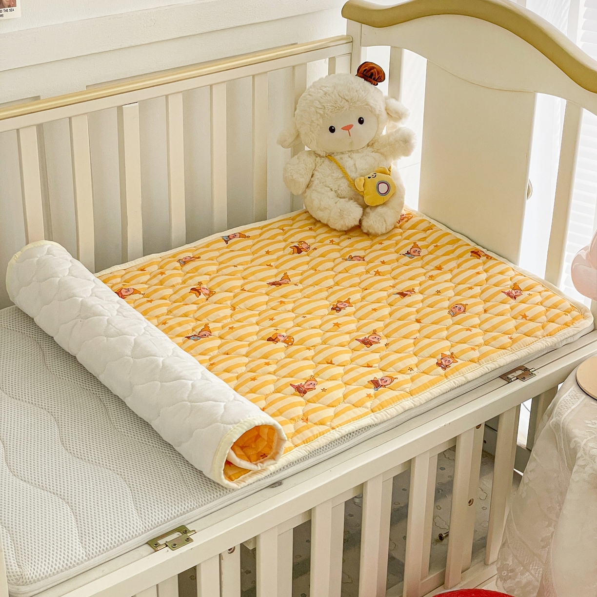 91家纺网 家纺一手货源 找家纺 小桃姐家纺 2026新款全棉纯棉天然棉花床褥防滑床护垫垫子幼儿园床垫儿童床垫 可爱星星人