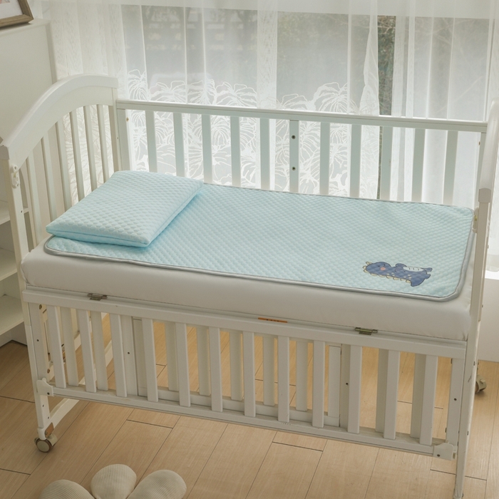 91家纺网 家纺一手货源 找家纺 宅部落 2026新款凉感豆豆儿童凉席席子 小恐龙-淡蓝