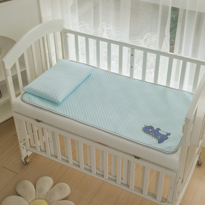 91家纺网 家纺一手货源 找家纺 宅部落 2026新款凉感豆豆儿童凉席席子 小恐龙-淡蓝