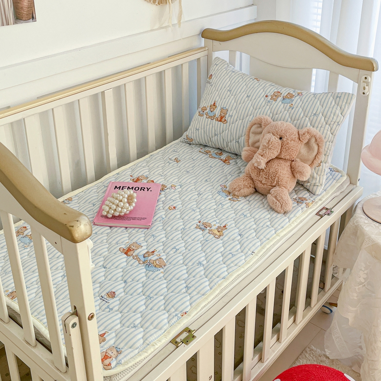 91家纺网 家纺一手货源 找家纺 小桃姐家纺 2026新款全棉纯棉天然棉花床褥防滑床护垫垫子幼儿园床垫儿童床垫 萌心小熊