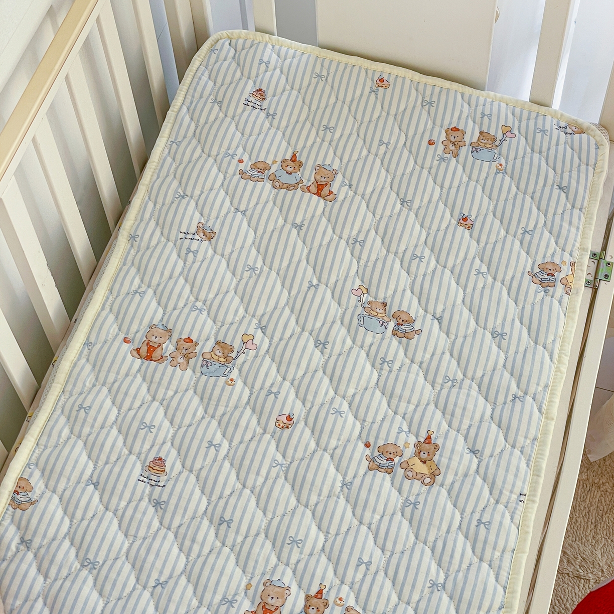 91家纺网 家纺一手货源 找家纺 小桃姐家纺 2026新款全棉纯棉天然棉花床褥防滑床护垫垫子幼儿园床垫儿童床垫 萌心小熊