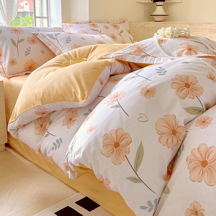 91家纺网 家纺一手货源 找家纺 梧桐树 2026新款高支密全棉纯棉印花四件套 A36花屿