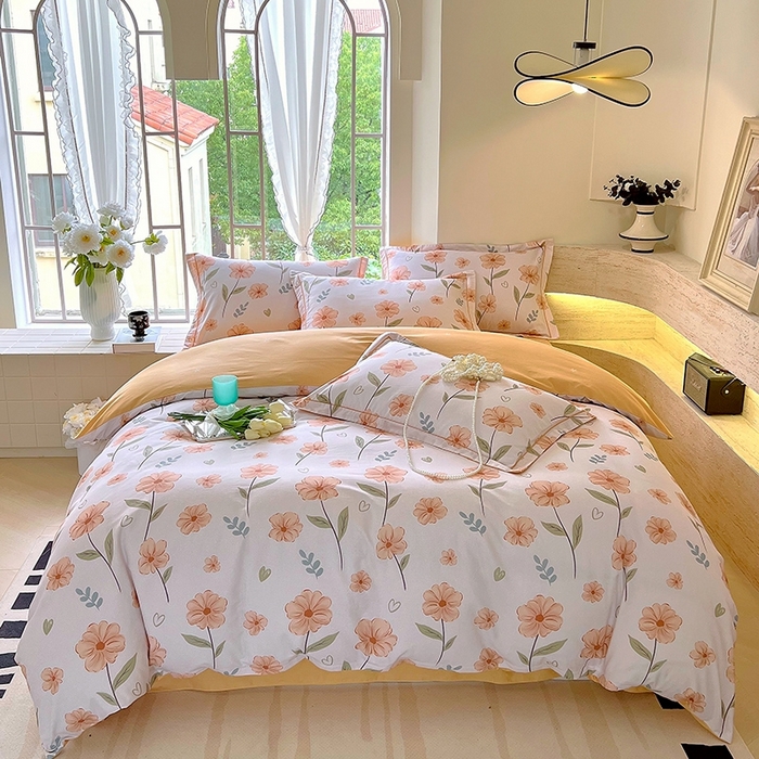 91家纺网 家纺一手货源 找家纺 梧桐树 2026新款高支密全棉纯棉印花四件套 A36花屿