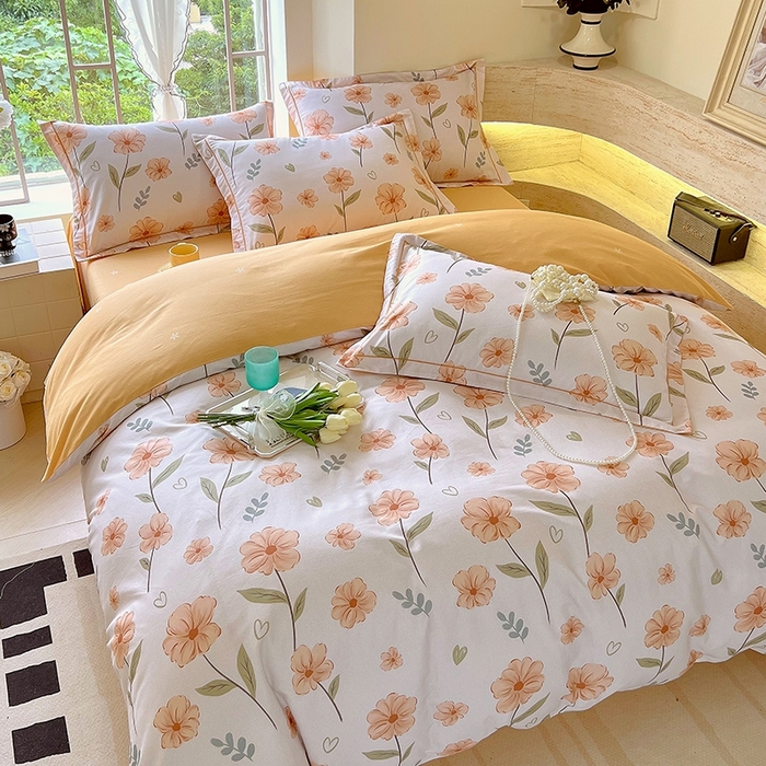 91家纺网 家纺一手货源 找家纺 梧桐树 2026新款高支密全棉纯棉印花四件套 A36花屿