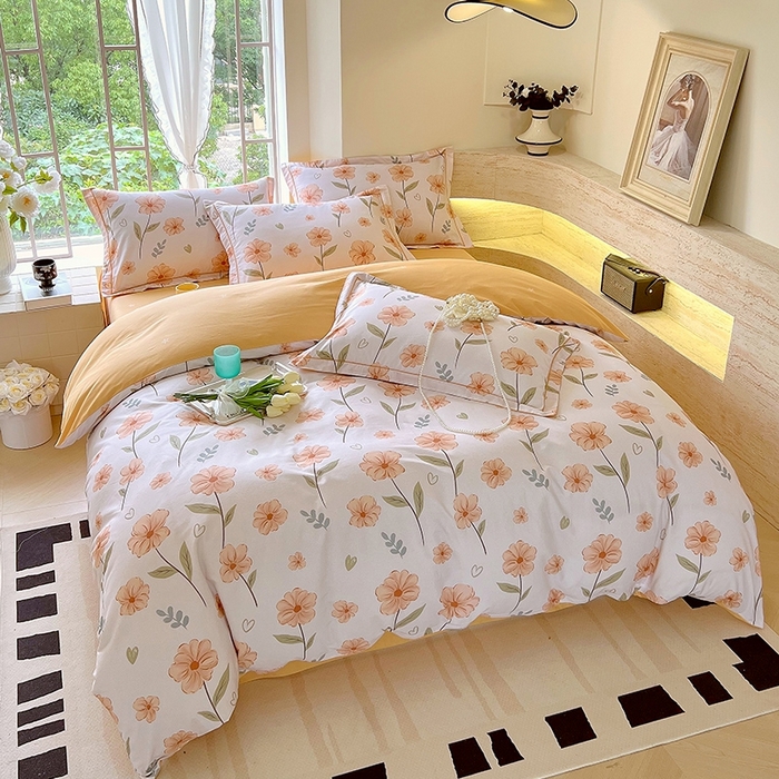 91家纺网 家纺一手货源 找家纺 梧桐树 2026新款高支密全棉纯棉印花四件套 A36花屿